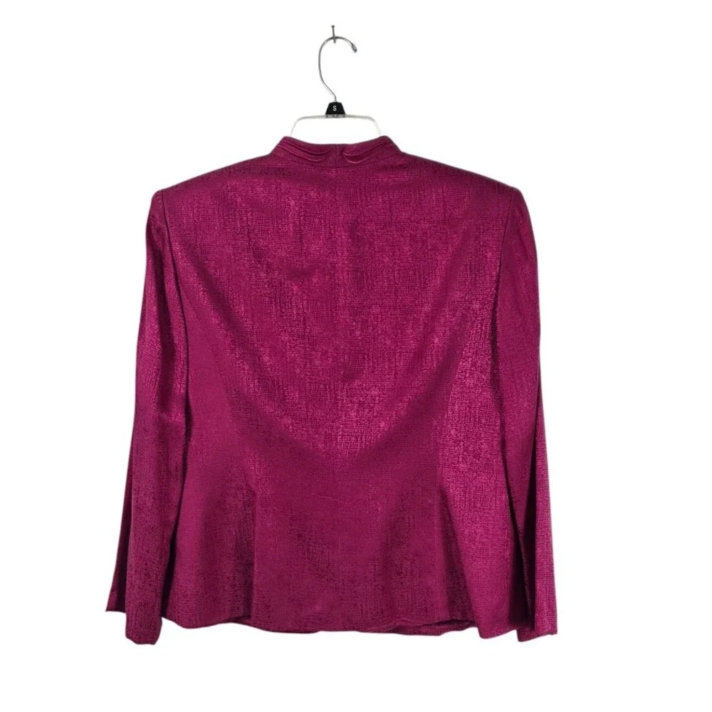Papell Skirt Suit Women 14P‎ Magenta Silk Embroidery Blazer Set Vintage